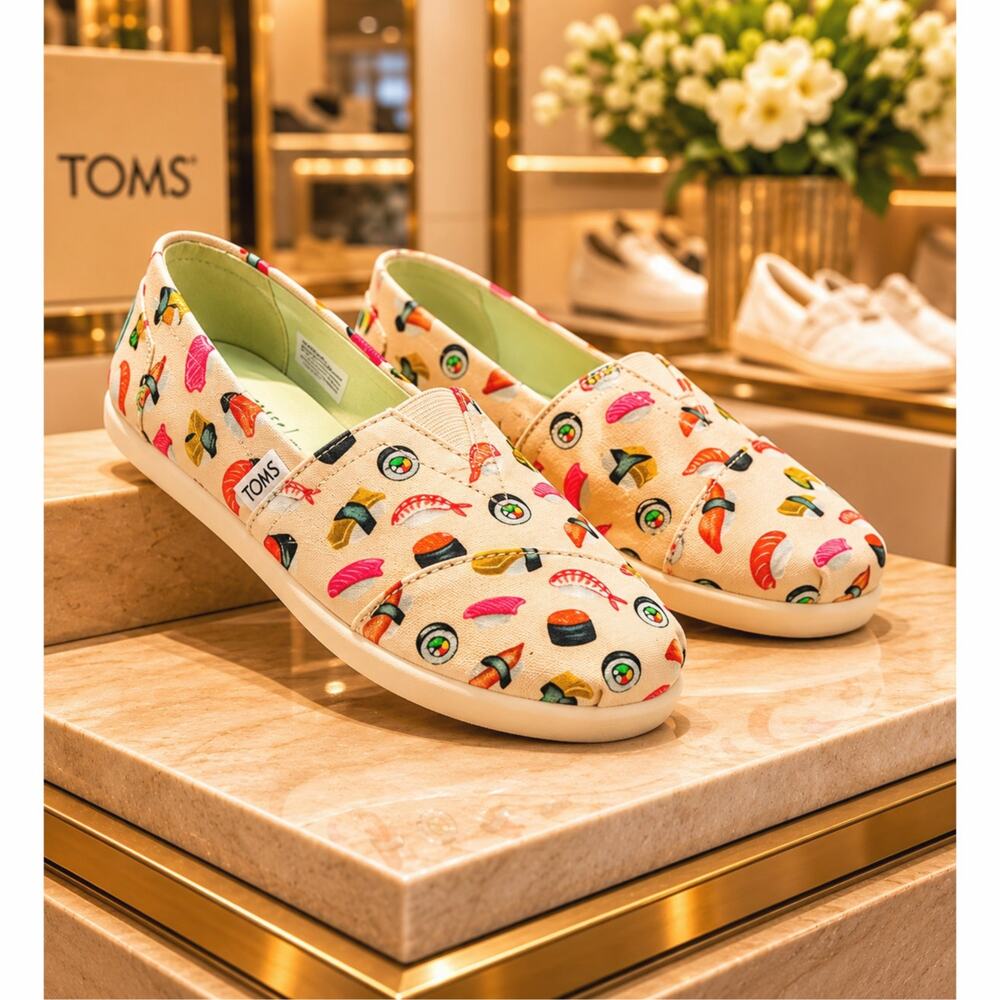 Toms Redondo Loafer Flat Natural Multi Sushi Dinner Print 7